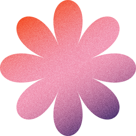 Grainy Gradient Buildable Brutalist Rounded 8-petal Flower Shape